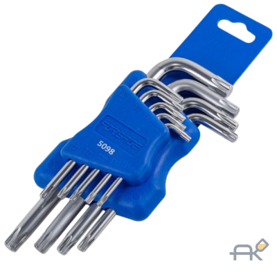 Набор ключей Г-образных TORX 9пр.(Т10. Т15. Т20. Т25. Т27. Т30. Т40. Т45. Т50)в пластиковом держателе (F-5098)
