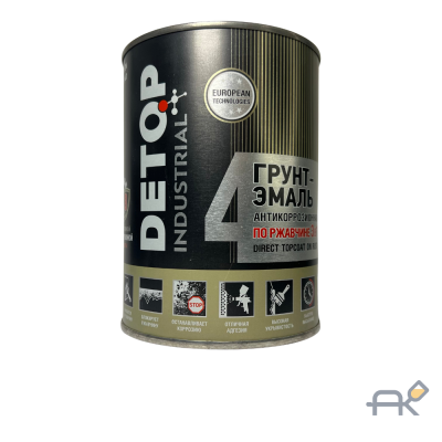 DETOP 4 - Грунт-эмаль по ржавчине 3 в 1 - 8016 коричневая 0.75л