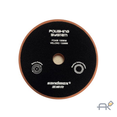 Диск полировальный поролоновый 150 мм. средней жесткости. рифленый. оранжевый. липучка SANDWOX 815.07.150.08